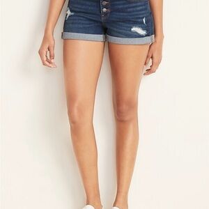 Old Navy Women's Distressed Mid-Rise Button-Fly Boyfriend 3" Jean Shorts 16
